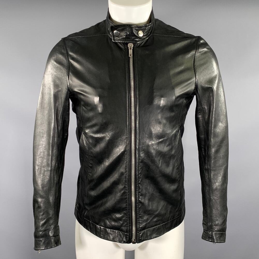 RICK OWENS Size 40 Black Leather Biker Zip Up Jacket
